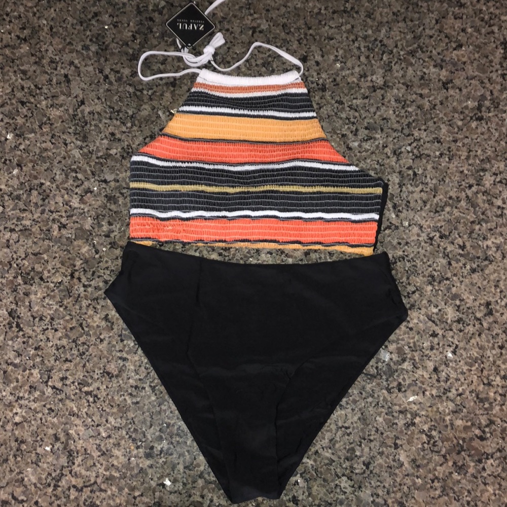 High Waisted *Reversible* Halter Top Swimsuit